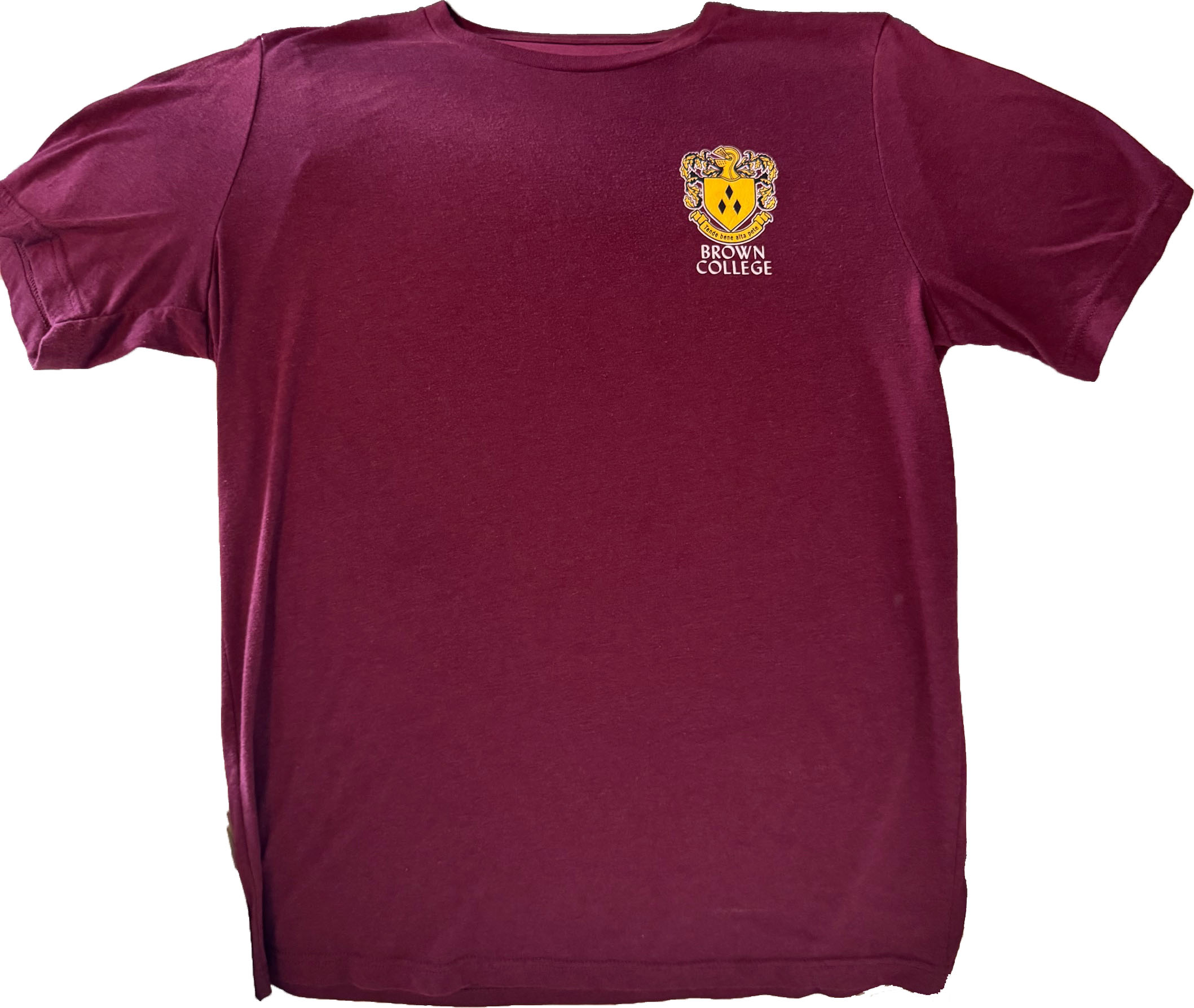 Brown T-shirt with Crest Maroon