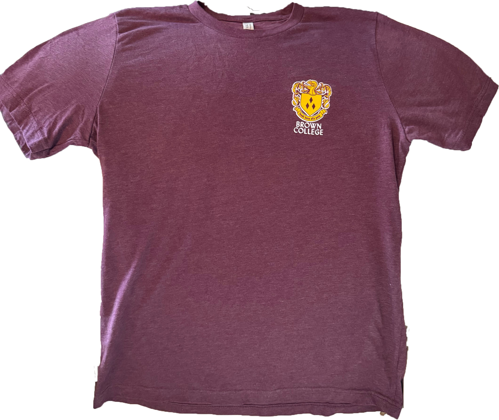 Heathered Maroon T-shirt with Brown Crest